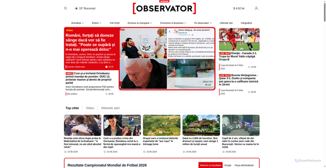 Security scan screenshot of https://observatornews.ro