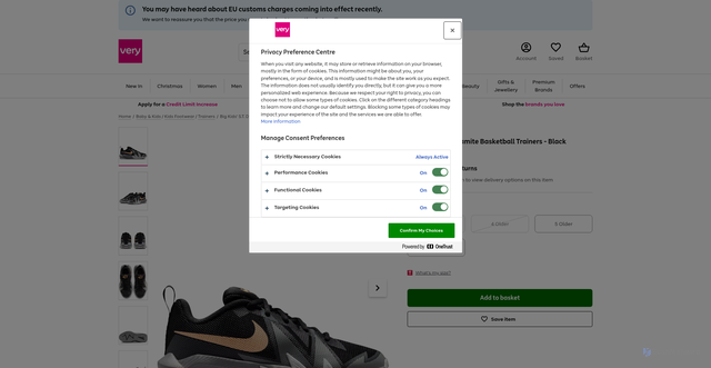 Security scan screenshot of https://www.very.ie/nike-big-kids-st-dynamite-basketball-trainers-black/1601228489.prd?srsltid=AU7gw4UJ6QWpsPtygljexVPmhnHbWfCCPyi7uiKL1diYHKRpI6k-Kj1J