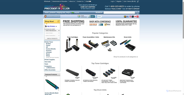 Security scan screenshot of https://www.precisionroller.com