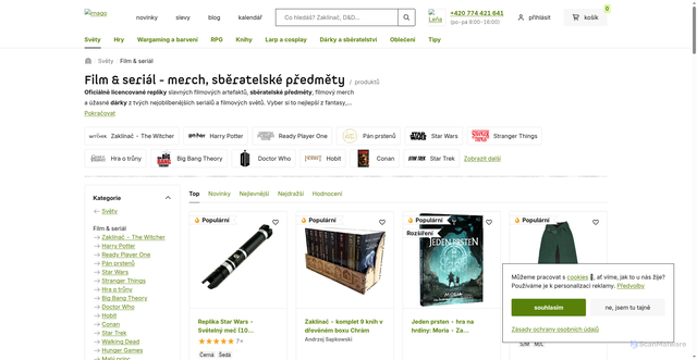 Security scan screenshot of https://fantasyobchod.biz/film-serial-merch