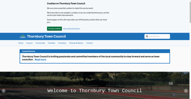 Security scan screenshot of https://thornburytowncouncil.gov.uk/