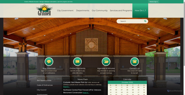 Security scan screenshot of https://www.grinnelliowa.gov/