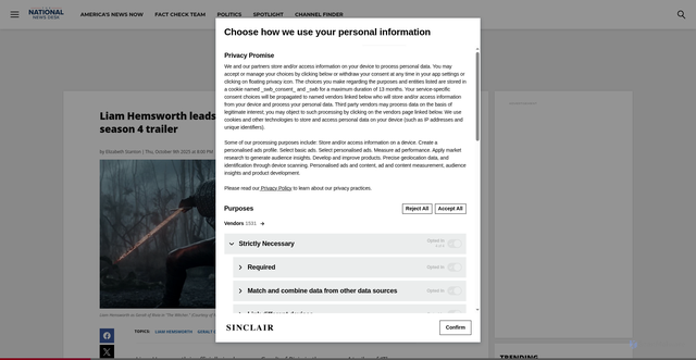 Security scan screenshot of https://thenationaldesk.com/news/entertainment/liam-hemsworth-leads-the-battle-for-the-continent-in-the-witcher-season-4-trailer