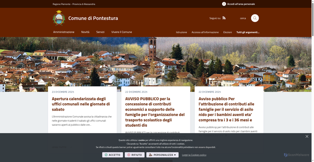 Security scan screenshot of https://www.comune.pontestura.al.it/it-it/home