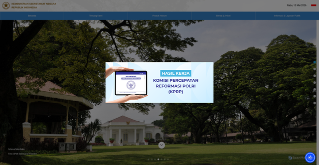 Security scan screenshot of https://www.setneg.go.id