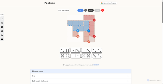 Security scan screenshot of https://pips-game.com/