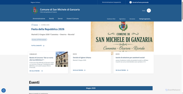 Security scan screenshot of https://www.comune.sanmichelediganzaria.ct.it