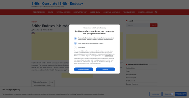Security scan screenshot of https://www.british-consulate.org/british-embassy-in-kinshasa.html