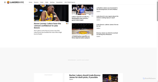 Security scan screenshot of https://lakerswire.usatoday.com/
