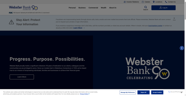 Security scan screenshot of https://www.websterbank.com
