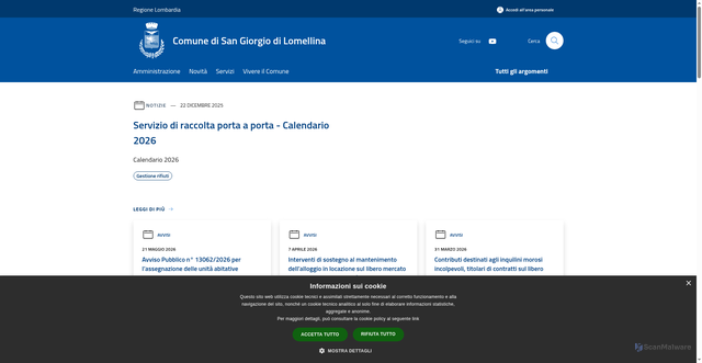Security scan screenshot of https://www.comune.sangiorgiodilomellina.pv.it