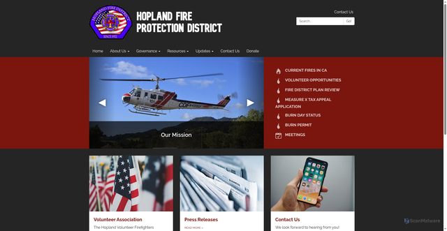 Security scan screenshot of https://www.hoplandfire.gov/