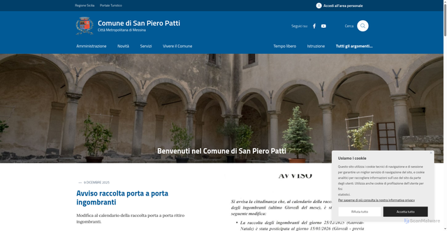 Security scan screenshot of https://www.comune.sanpieropatti.me.it/