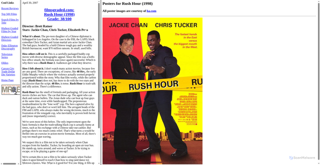 Security scan screenshot of https://www.filmsgraded.com/reviews/2007/05/rushho.htm