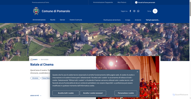 Security scan screenshot of https://www.comune.pomarolo.tn.it/