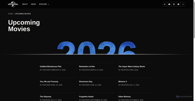 Security scan screenshot of https://www.universalpictures.com/movies/