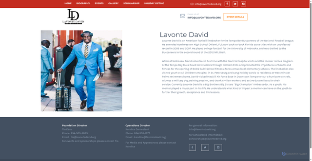 Security scan screenshot of https://lavontedavid.org/biography/