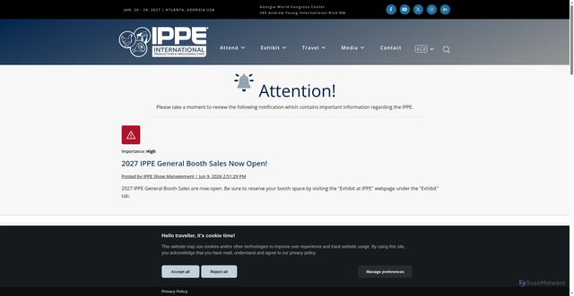 Security scan screenshot of https://ippe22.mapyourshow.com