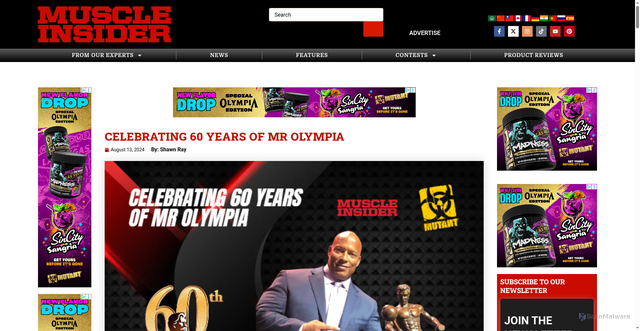 Security scan screenshot of https://muscleinsider.com/contest_result/celebrating-60-years-mr-olympia/