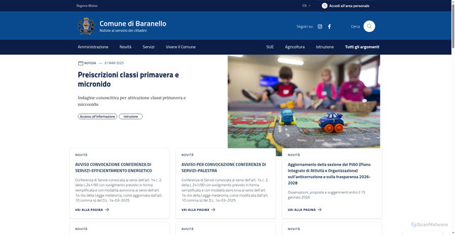 Security scan screenshot of https://comune.baranello.cb.it/