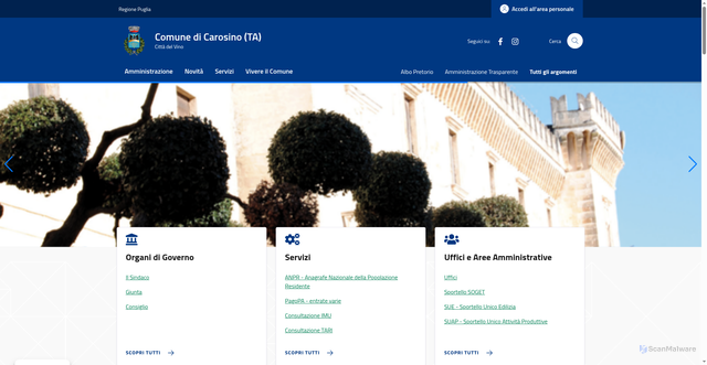 Security scan screenshot of https://www.comune.carosino.ta.it/