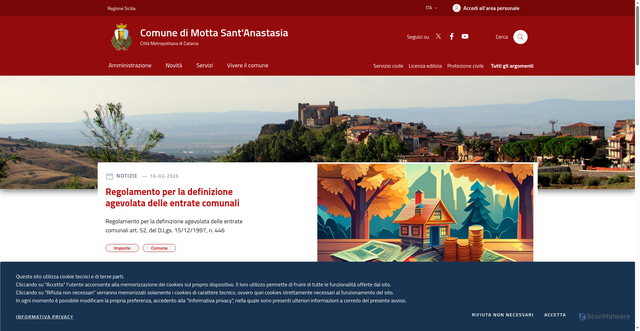 Security scan screenshot of https://www.comune.mottasantanastasia.ct.it