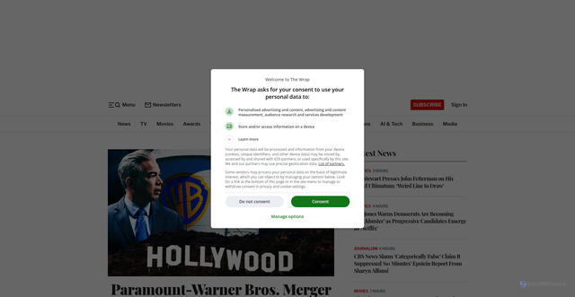 Security scan screenshot of https://thewrap.com