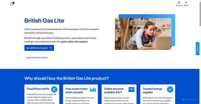 Security scan screenshot of https://britishgaslite.co.uk
