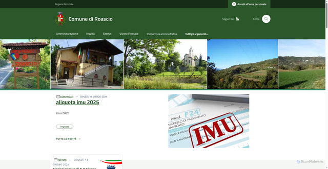 Security scan screenshot of https://www.comune.roascio.cn.it/