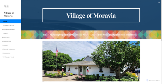 Security scan screenshot of https://www.villageofmoravia.gov/