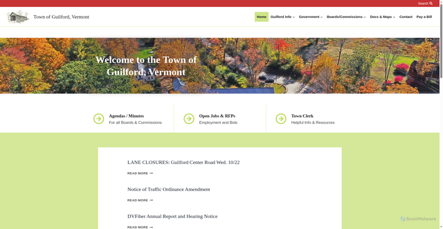 Security scan screenshot of https://guilfordvt.gov/
