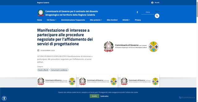 Security scan screenshot of https://www.dissestocalabria.it/