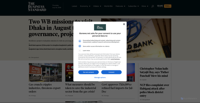 Security scan screenshot of https://www.tbsnews.net