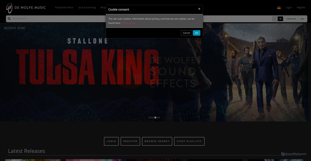 Security scan screenshot of https://www.dewolfemusic.com