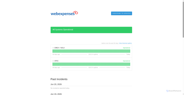 Security scan screenshot of https://status.webexpenses.com