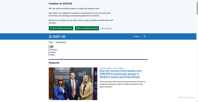 Security scan screenshot of https://www.gov.uk/government/organisations/northern-ireland-office