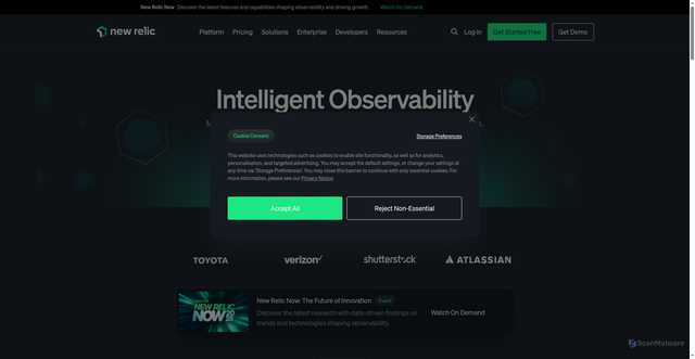Security scan screenshot of https://newrelic.com/