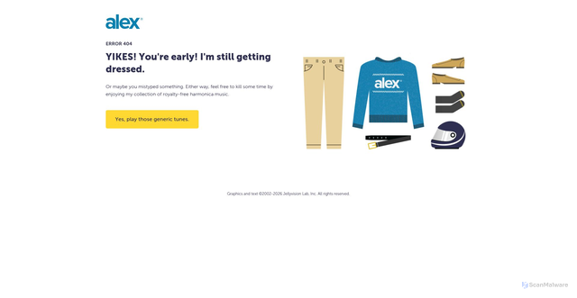 Security scan screenshot of https://myalex.com