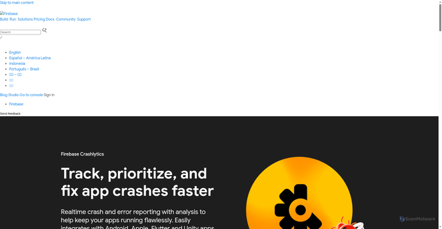 Security scan screenshot of https://crashlytics.com