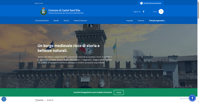 Security scan screenshot of https://comune.castelsantelia.vt.it/