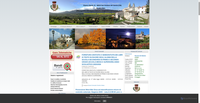 Security scan screenshot of https://www.comune.sangiulianodelsannio.cb.it/hh/index.php