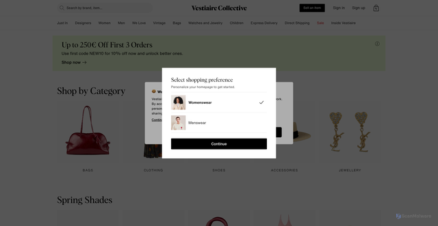 Security scan screenshot of https://us.vestiairecollective.com