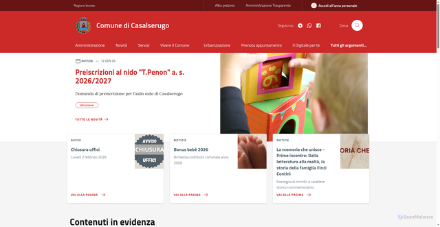 Security scan screenshot of https://www.comune.casalserugo.pd.it/