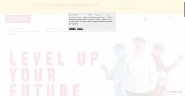 Security scan screenshot of https://denison.edu/