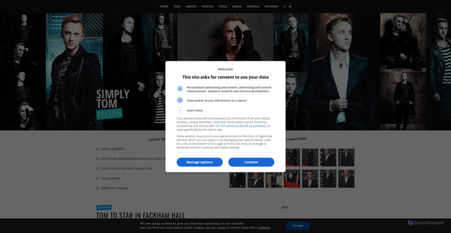 Security scan screenshot of https://simplytomfelton.com/tom-news/tom-to-star-in-fackham-hall