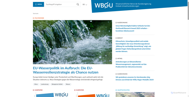 Security scan screenshot of https://www.wbgu.de/de/