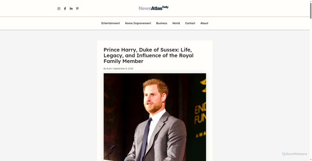 Security scan screenshot of https://newsatlasdaily.com/prince-harry/