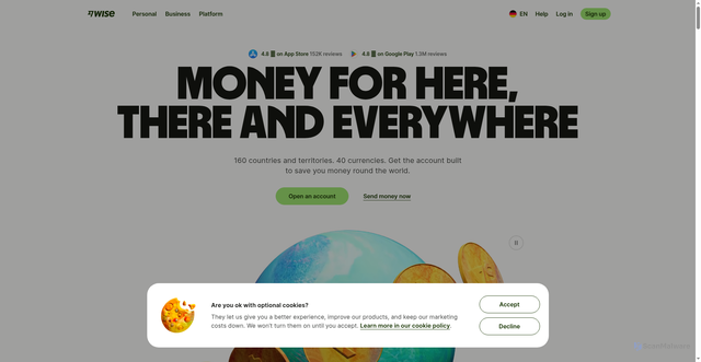 Security scan screenshot of https://wise.com/