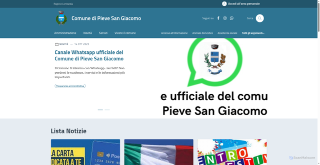 Security scan screenshot of https://comune.pievesangiacomo.cr.it/