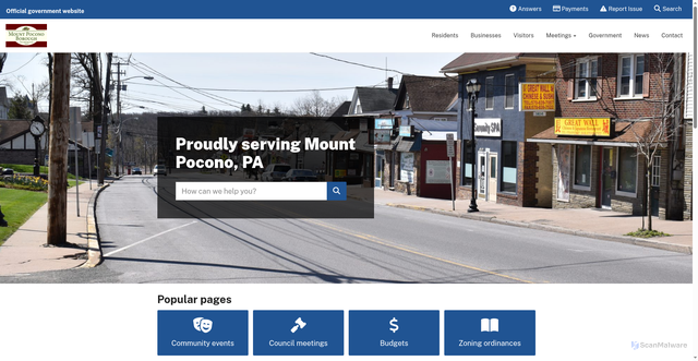 Security scan screenshot of https://mountpocono-pa.gov/